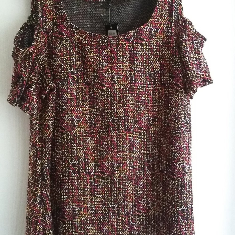 ⭐️ Host Pick⭐️ Pretty Woman | Cold shoulder sleeve multi-colour blend blouse - Picture 2 of 6
